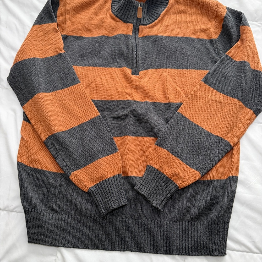 St. John's Bay Orange and Gray Zip-Up Sweater
